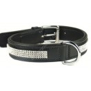 Black padded Leather Dog Collar With FOUR rows of SWAROVSKI crystals  ****EMBEDDED****